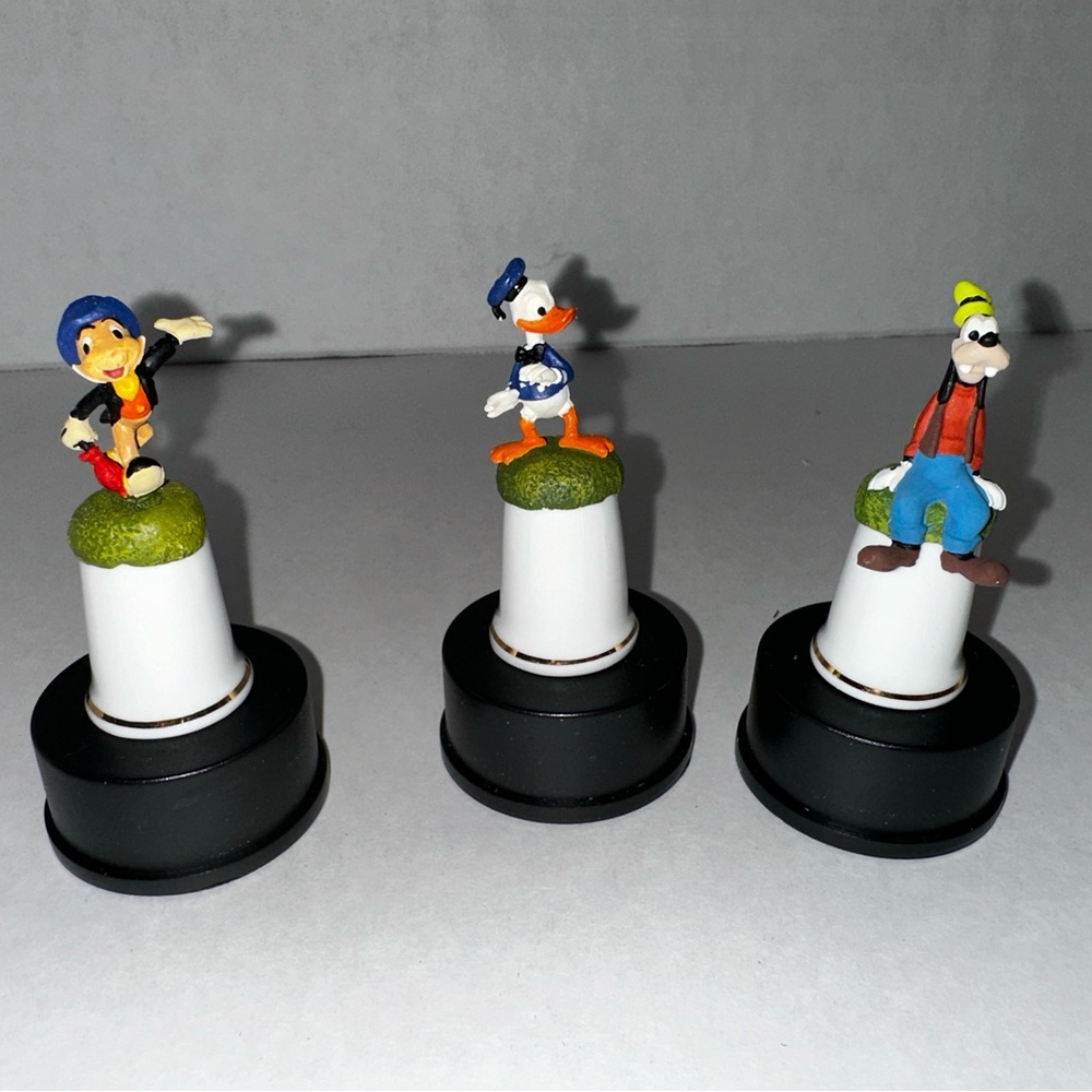 Disney Collector Thimble Art Decor Donald Duck, Goofy, and Jiminy set of 3